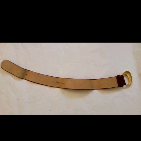 Y2K ANNE KLEIN Red Suede Leather Belt with Gold Buckle Sz M - Picture 7 of 7